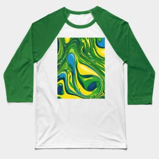 Green - Blue - Yellow Colorful Asymmetrical Pattern. Baseball T-Shirt